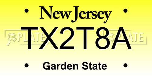 TX2T8A New Jersey License Plate