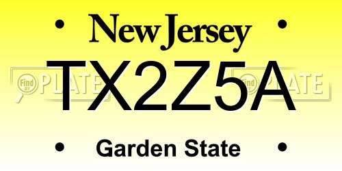 TX2Z5A New Jersey License Plate