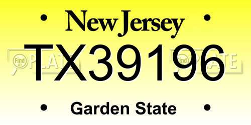 TX39196 New Jersey License Plate