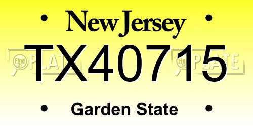 TX40715 New Jersey License Plate