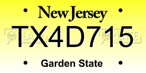 TX4D715 New Jersey License Plate