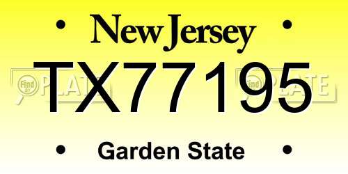 TX77195 New Jersey License Plate
