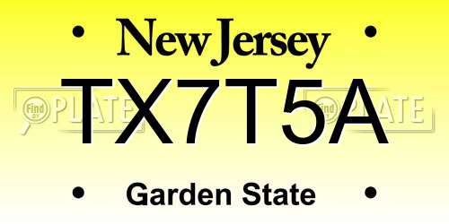 TX7T5A New Jersey License Plate