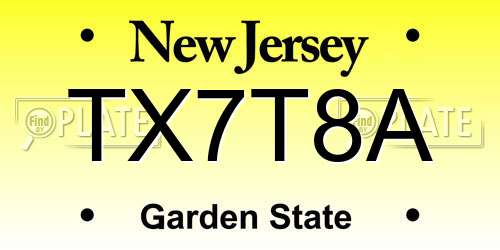 TX7T8A New Jersey License Plate