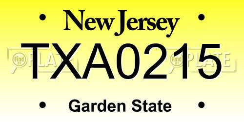 TXA0215 New Jersey License Plate
