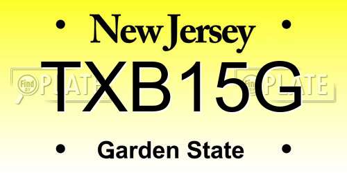 TXB15G New Jersey License Plate