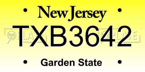 TXB3642 New Jersey License Plate