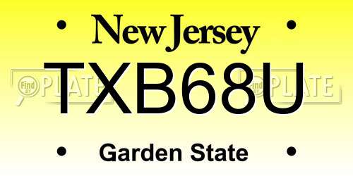 TXB68U New Jersey License Plate