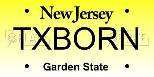 TXBORN New Jersey License Plate