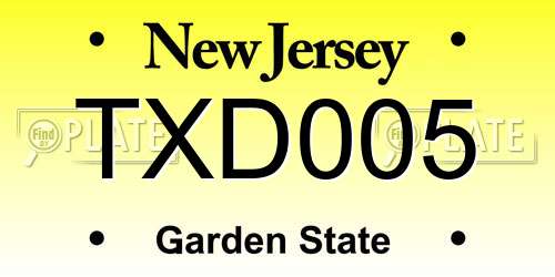 TXD005 New Jersey License Plate