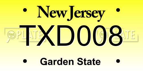 TXD008 New Jersey License Plate
