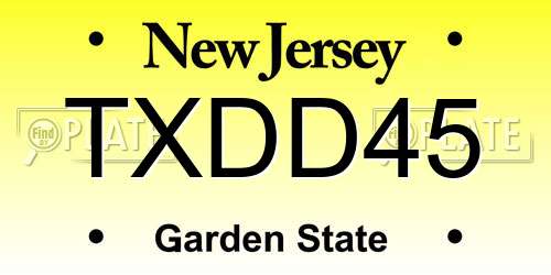 TXDD45 New Jersey License Plate