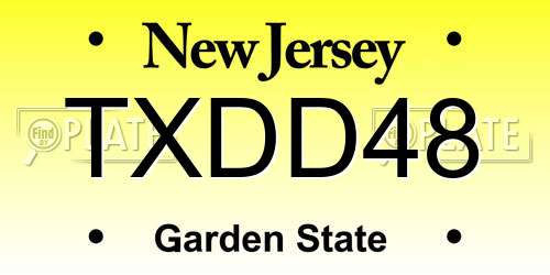 TXDD48 New Jersey License Plate
