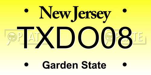 TXDO08 New Jersey License Plate