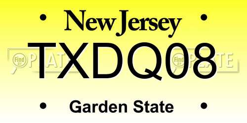 TXDQ08 New Jersey License Plate