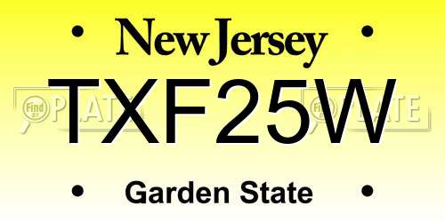 TXF25W New Jersey License Plate