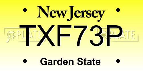 TXF73P New Jersey License Plate