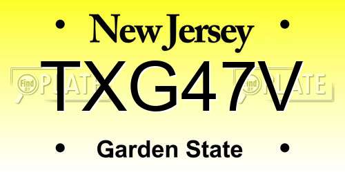 TXG47V New Jersey License Plate