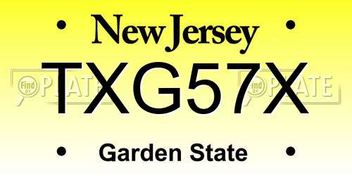 TXG57X New Jersey License Plate