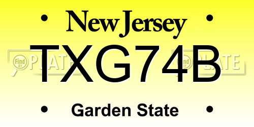 TXG74B New Jersey License Plate