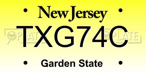 TXG74C New Jersey License Plate
