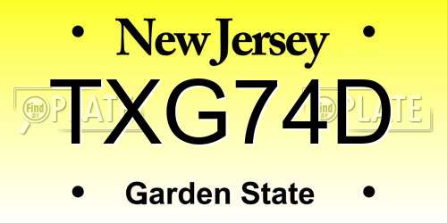 TXG74D New Jersey License Plate