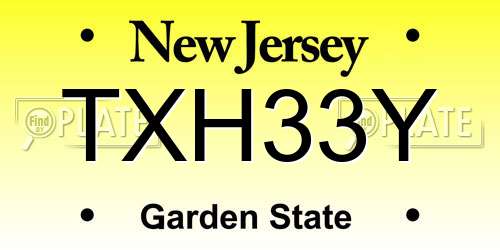 TXH33Y New Jersey License Plate