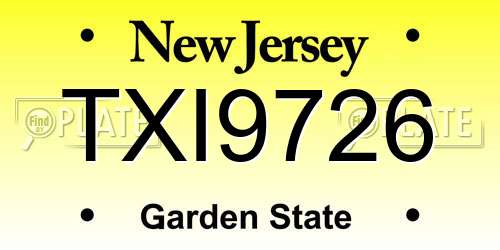 TXI9726 New Jersey License Plate