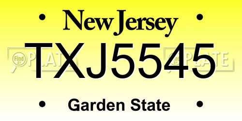 TXJ5545 New Jersey License Plate