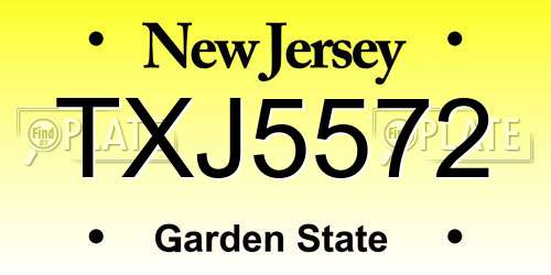 TXJ5572 New Jersey License Plate