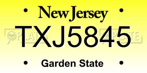 TXJ5845 New Jersey License Plate