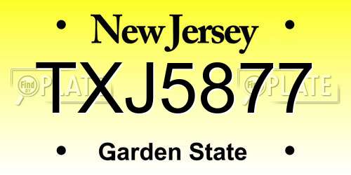 TXJ5877 New Jersey License Plate
