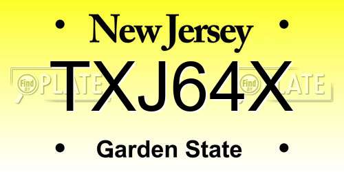 TXJ64X New Jersey License Plate
