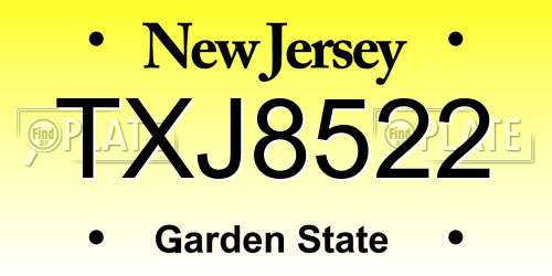 TXJ8522 New Jersey License Plate