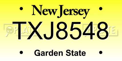 TXJ8548 New Jersey License Plate