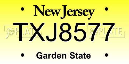TXJ8577 New Jersey License Plate