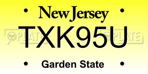 TXK95U New Jersey License Plate
