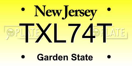 TXL74T New Jersey License Plate