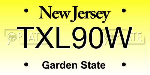 TXL90W New Jersey License Plate