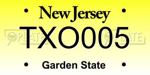 TXO005 New Jersey License Plate
