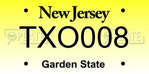 TXO008 New Jersey License Plate