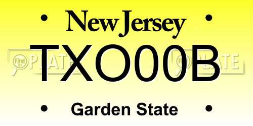 TXO00B New Jersey License Plate