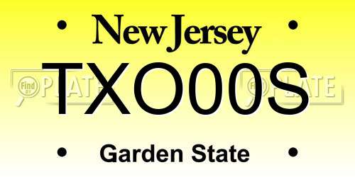 TXO00S New Jersey License Plate