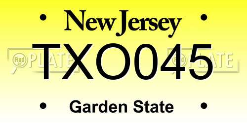 TXO045 New Jersey License Plate