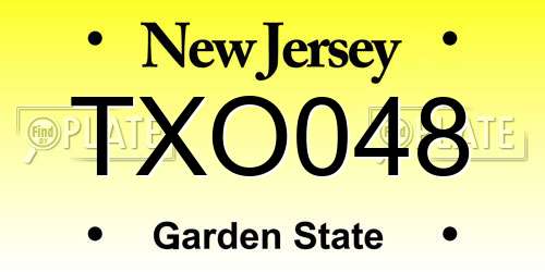 TXO048 New Jersey License Plate