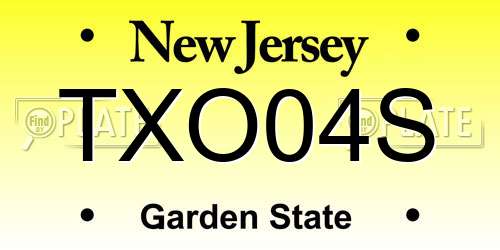 TXO04S New Jersey License Plate