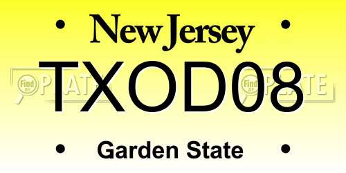 TXOD08 New Jersey License Plate