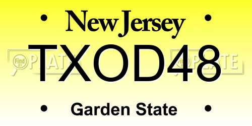 TXOD48 New Jersey License Plate
