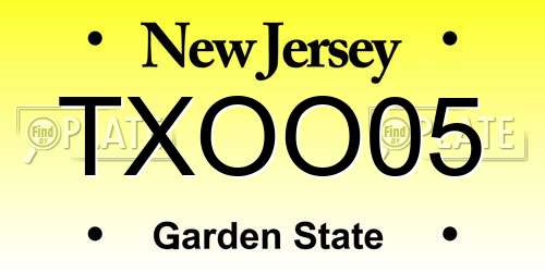 TXOO05 New Jersey License Plate