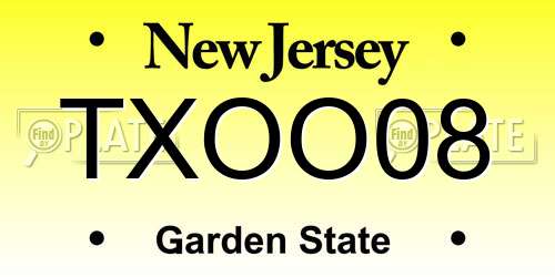 TXOO08 New Jersey License Plate